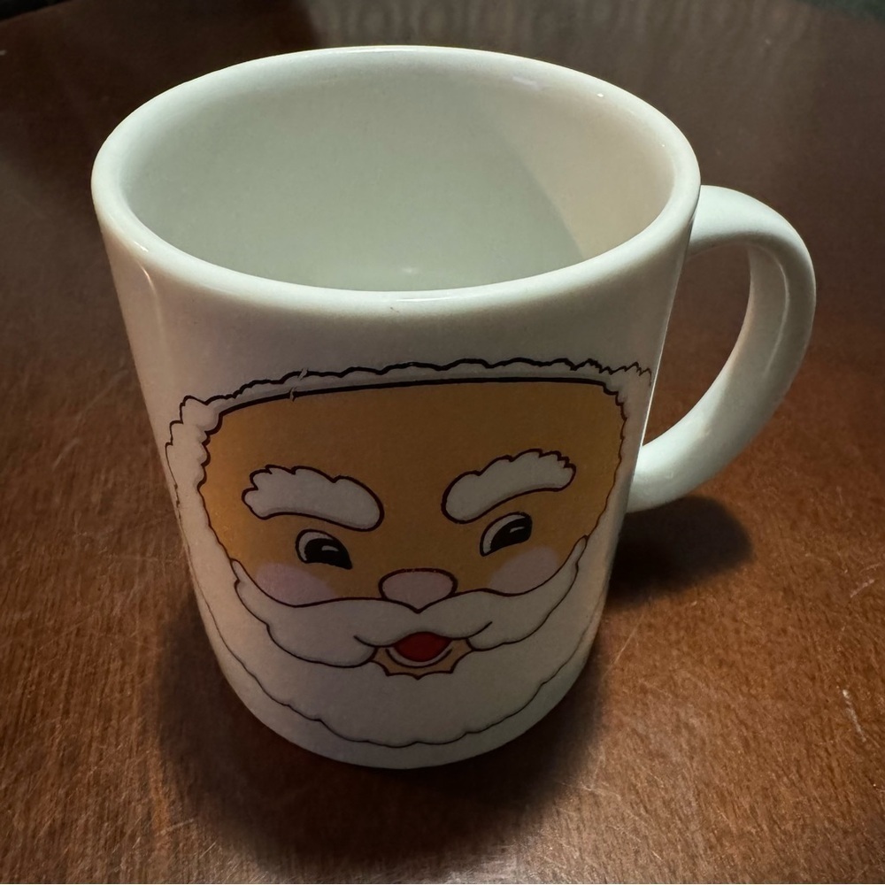Vtg Santa Clause Coffee Mug Christmas White Coffee Tea Cup Oriental Trading Co.